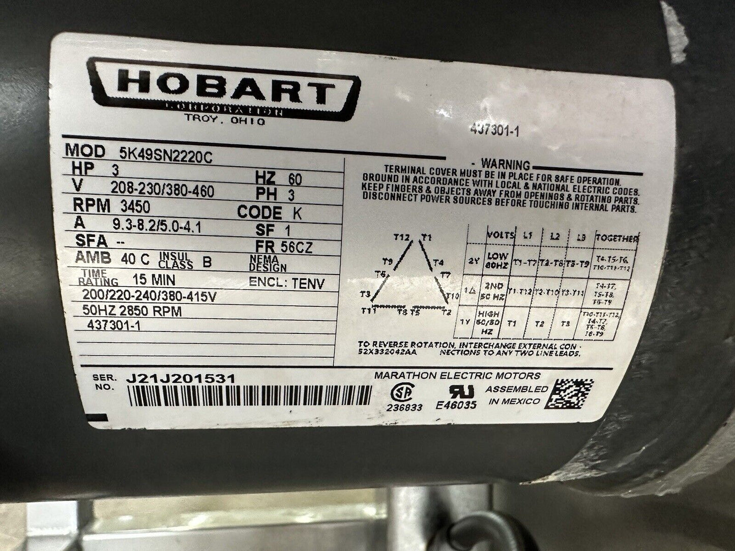 Hobart Electric Commercial Vertical Meat Saw 6801 See Video