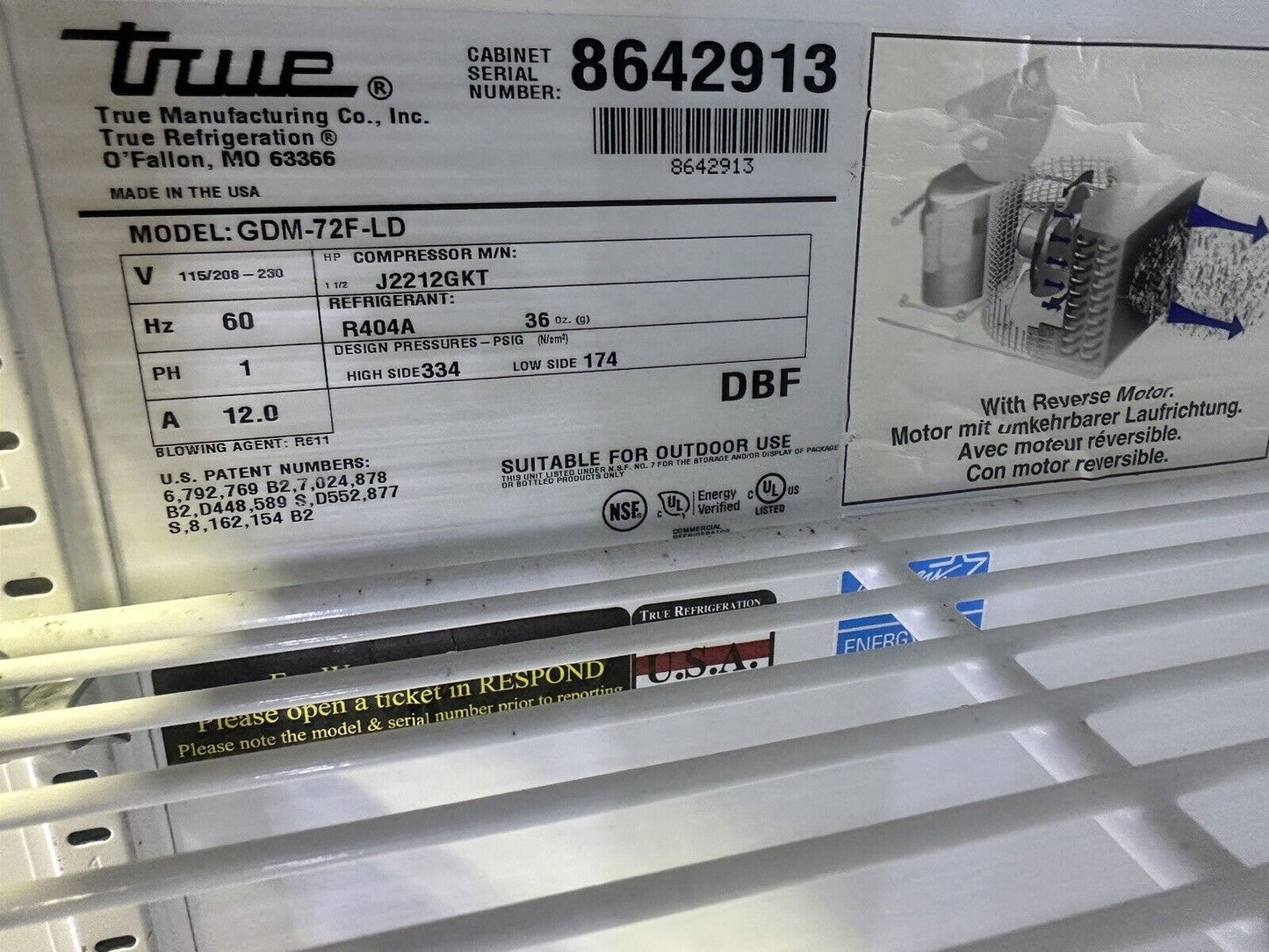 True GDM-72F-LD Glass Three 3 Door Reach In Freezer Merchandiser Made in the USA