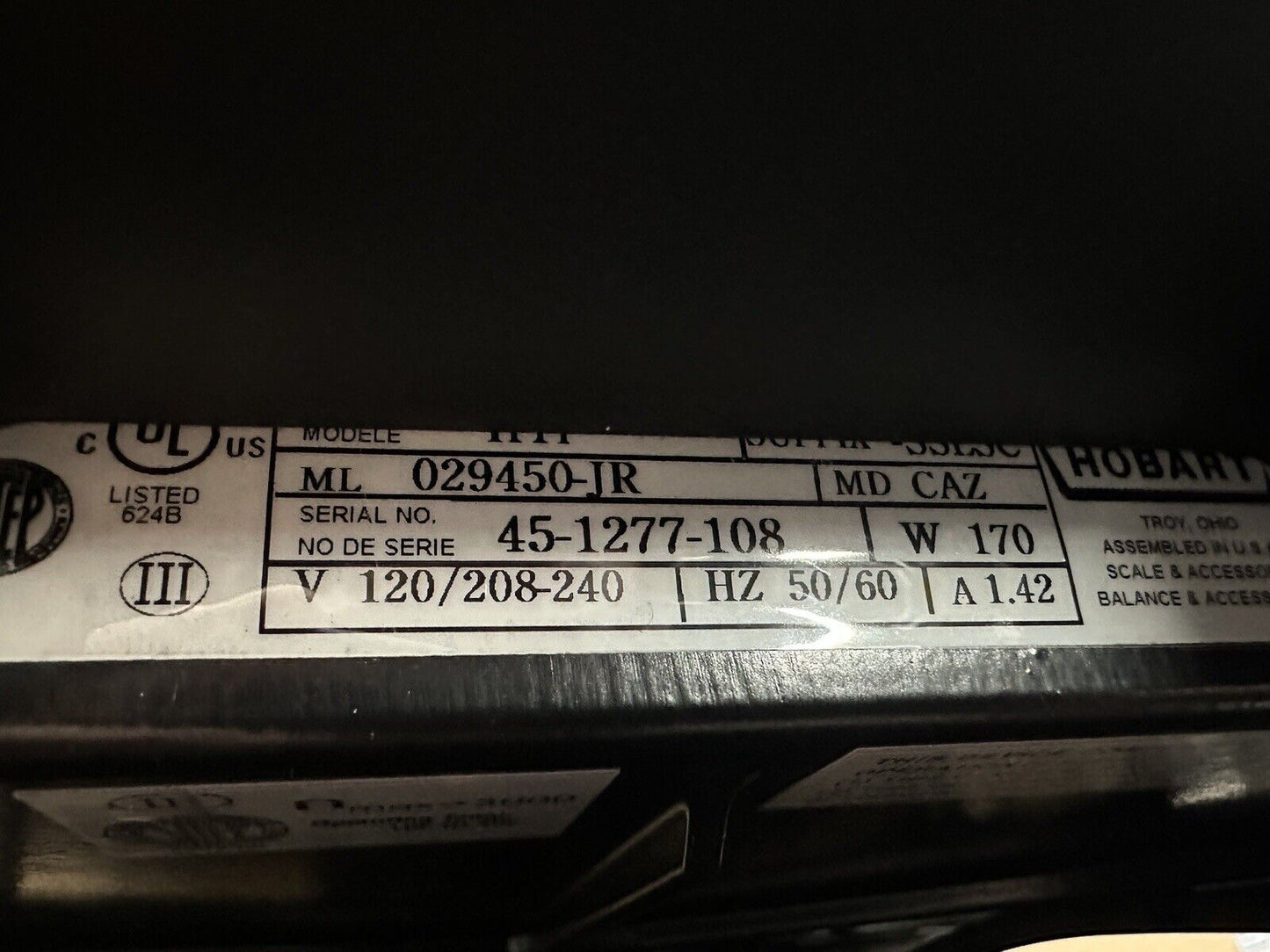 Hobart HTI-SSLSC WITH MONITOR BRAND NEW OPEN BOX