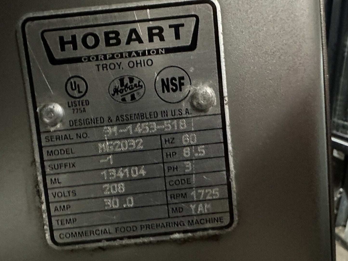 Hobart MG2032 Commercial Mixer & Grinder 208v 3ph W/ Foot Switch See Video!