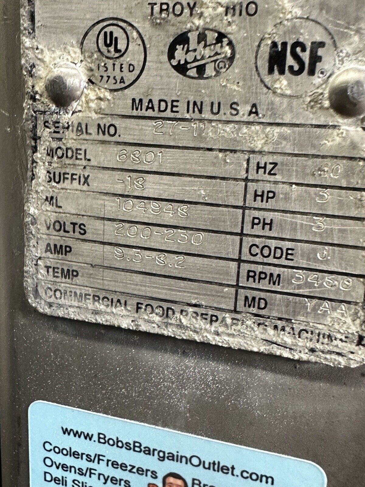 Hobart Electric Commercial Vertical Meat Saw 6801 See Video